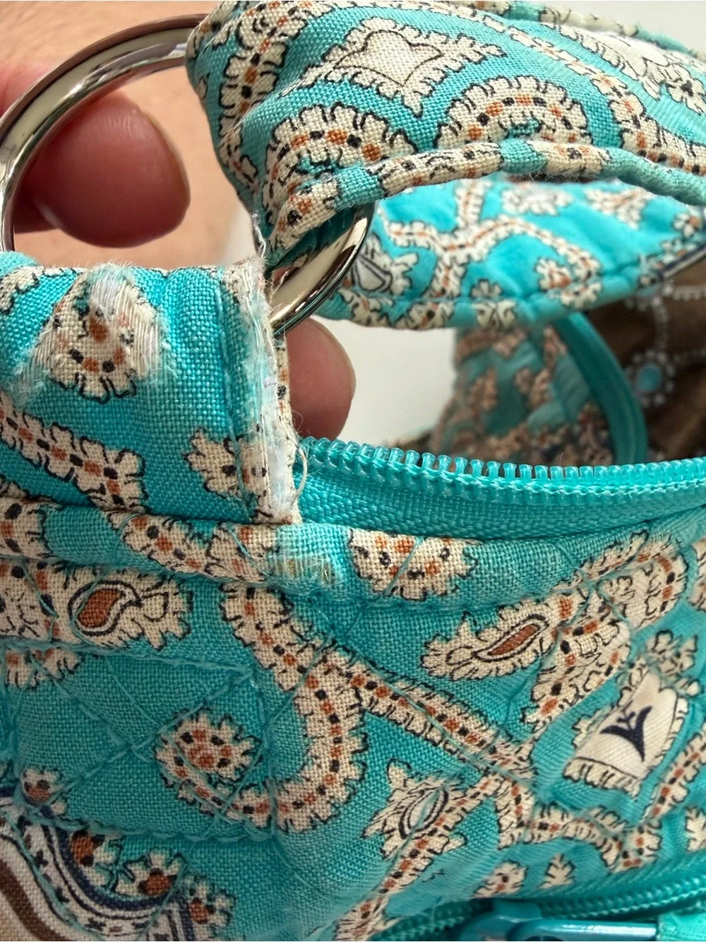 Vera Bradley Turquoise Paisley Quilted Bag Adjustable Shoulder Strap Boho Hippie